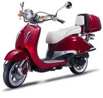 Motorroller Strada mit Top Case 125 ccm 85 km/h, Euro 5, rot, Sitzbank wei&szlig;, GT