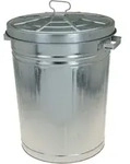 Zink Abfalleimer mit Deckel - 55 Liter - Metall Garten Outdoor M&uuml;lleimer silber -