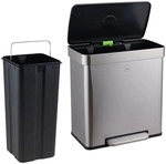 SVITA LT2X30 M&uuml;lleimer 60l Treteimer 2 F&auml;cher mit Deckel Silber - Silber