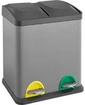 SVITA TC2X15 M&uuml;lleimer grau 30 Liter Abfalleimer M&uuml;lltrennung Trennsystem Stahl