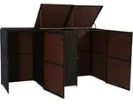 3er-M&uuml;lltonnenverkleidung MCW-E25, M&uuml;lltonnenbox M&uuml;lltonnenabdeckung, Poly-Rattan
