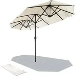 VOUNOT&reg; Doppelsonnenschirm mit kurbel, Marktschirm, 150 x 300 cm, Beige - Beige