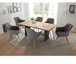 Esstisch MARES Esszimmer Tisch Massivholz Eiche Metall Gestell rechteckig 180cm