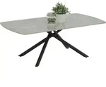 Couchtisch Fred - Sintered Stone grau Marmoroptik - Rundrohr Metallgestell -...