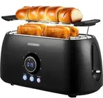 Steinborg XXL 4 Scheiben Toaster Schwarz Digitales Display Toaster Gro&szlig;er...