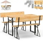 holz4home&reg; Bierzeltgarnitur 3-teilig aus Holz I 117 x 45,5 x 75 cm Tisch + 2...