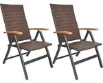 BRUBAKER 2er Set Polyrattan Gartenstuhl Modena - Hochlehner aus Metall und Poly