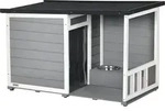 PawHut Hundeh&uuml;tte, Tannenholz, Hundehaus, Kleintierhaus mit 2 Sch&uuml;sseln, Outdoor -