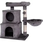 lionto Katzen Kratzbaum, 70 cm mit 2 H&ouml;hlen, Liegemulde, Liegebett & Spielball,