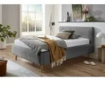 Bett Madras 160x200cm mit Lagerung Rippe Samt - grau - Grau