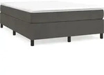 vidaXL Boxspringbett mit Matratze Dunkelgrau 140x200 cm Samt - Grau