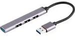 SLIM USB Hub, 4x USB-A Buchse, Aluminiumgeh&auml;use, Plug & Play, 0,12 m - Stecker-Typ: