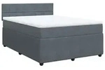 vidaXL Boxspringbett mit Matratze Dunkelgrau 140x200 cm Samt - Grau