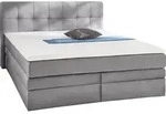 Boxspringbett - 180 x 200 cm - Grau - Samt - mit Bettk&auml;sten - Grau