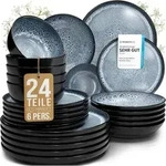 Steingut Geschirrset 6 Pers. Ibiza 24-tlg Hochwertiges Mediterranes Geschirr...