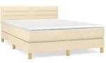 vidaXL Boxspringbett mit Matratze Creme 140x200 cm Stoff - Creme