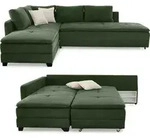 Ecksofa-Dauerschl&auml;fer Doppelbett Federkern Bettkasten Regal Couch in Cord...