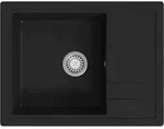 vidaXL K&uuml;chensp&uuml;le mit &Uuml;berlauf Oval Schwarz Granit - Schwarz