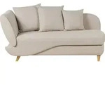 BELIANI Chaiselongue Linksseitig Beige Leinenoptik mit Bettkasten Dekokissen...