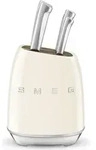 Smeg Premium Messerblock Creme mit 6 Edelstahl-K&uuml;chenmessern - Silber