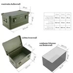 ALUBOX 47 Liter in olivgr&uuml;n, Transportbox gr&uuml;n, Alubox mit Deckel, Alukiste - 47