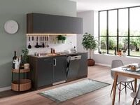 K&uuml;che K&uuml;chenzeile Singlek&uuml;che Eiche York Grau Oliver 195 cm, mit