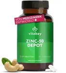 Vitabay Zink 50 mg Hochdosiert &ndash; 500 vegane Tabletten &ndash; Zinkgluconat Depot...