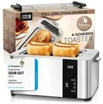 LEBENLANG Langschlitz Toaster 4 Scheiben mit Br&ouml;tchenaufsatz - Touchscreen LED