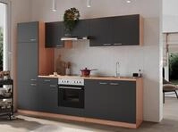 K&uuml;che K&uuml;chenzeile K&uuml;chenblock Einbauk&uuml;che Buche Grau Gerda 270 cm, mit