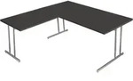 kerkmann Schreibtisch ARTLINE mit Anbau (B)1.800 mm wei&szlig; Speditionsversand - Schwarz
