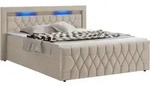 Juskys Boxspringbett Leona Samt 180x200 cm in Beige &ndash; mit LEDs, Topper &
