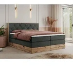 MKS MEBLE King Boxspringbett 200x200 mit Bettkasten Eiche, Polsterbett 200x200 mit