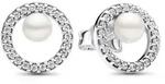 Kreis Ohrstecker von PANDORA aus 925er Silber mit Perle, Zirkonia - Silber