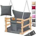 KIDIZ&reg; Babyschaukel Kinderschaukel Schaukelsitz mit Polsterung | Holz-Schaukel mit