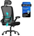 Songmics B&uuml;rostuhl ergonomisch mit Kopfst&uuml;tze tintenschwarz - Schwarz