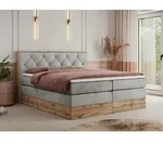 MKS MEBLE King Boxspringbett 180x200 mit Bettkasten Eiche, Polsterbett 180x200 mit