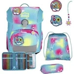 Scout Schulranzen Safety Light Neo Set 4-teilig Happy Rainbow t&uuml;rkis - T&uuml;rkis