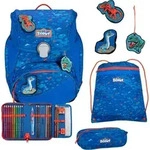 Scout Exklusiv Alpha Superflash Blue Dino Rucksack Set 4tlg. - Blau