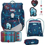 Scout Exklusiv Alpha LED White Unicorn Schulrucksack 4tlg. - Dunkelblau