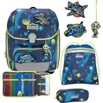 Scout Schulranzen LED Genius Set 4-teilig Planets dunkelblau - Dunkelblau