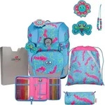 DerDieDas ErgoFlex Tiny Schulranzenset 5-teilig Happy Pixel hellblau - Hellblau