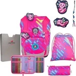 DerDieDas ErgoFlex Tiny Exklusiv Neon Schulranzenset 5-teilig Neon Punkie neonpink -