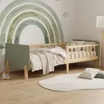 Homestyle4u Kinderbett 90x200 mit Rausfallschutz Holzbett Gr&uuml;n mit Lattenrost...
