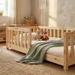Kinderbett mit Rausfallschutz inkl. Lattenrost | 80x160 cm | Natur |...