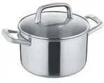 Kochtopf mit Glasdeckel 20 oder 24 cm, poliert - Tricion Resist - Silber