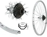 Aggro-X 28 Zoll Hinterrad Laufrad silber Felge Hohlkammer V-Profil + 7-Fach Shimano