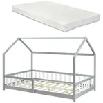 Hausbett &lsquo;Hesel&rsquo; f&uuml;r Kinder mit Matratze Rausfallschutz Lattenrost 120 x 200 cm