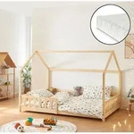 Hausbett &lsquo;Hesel&rsquo; f&uuml;r Kinder mit Matratze Rausfallschutz Lattenrost 120 x 200 cm