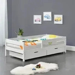Kinderbett mit Rausfallschutz und Schubladen 90x200 cm Jugendbett mit Schutzgitter Kinderbett mit Rausfallschutz und Schubladen 90x200 cm Jugendbett mit Schutzgitter