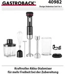 Gastroback Kabelloser Design Stabmixer Set 5 in 1, P&uuml;rierstab, 0,5 l, 180 W,